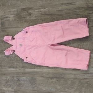 Pink Toddler Carhartt flannel lined bib overalls